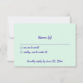 Hand geschreven kleurrijke retro funky bruiloft de RSVP kaartje (Voorkant)