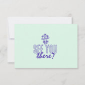 Hand geschreven kleurrijke retro funky bruiloft de RSVP kaartje (Achterkant)