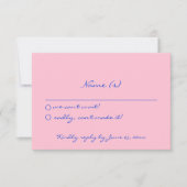 Hand geschreven kleurrijke retro funky bruiloft de RSVP kaartje (Voorkant)