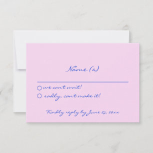 Hand geschreven kleurrijke retro funky bruiloft de RSVP kaartje