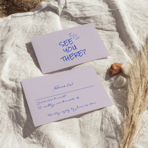 Hand geschreven kleurrijke retro funky bruiloft de RSVP kaartje