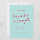 Hand geschreven kleurrijke retro funky moderne bru save the date (Achterkant)