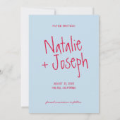 Hand geschreven kleurrijke retro funky moderne bru save the date (Achterkant)