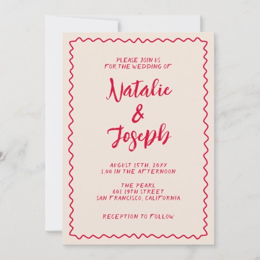 Hand-geschreven Kleurrijke Retro Leuk Unieke Bruil Kaart (Voorkant)