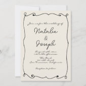 Hand-geschreven Kleurrijke Retro Leuk Unieke Bruil Kaart (Voorkant)