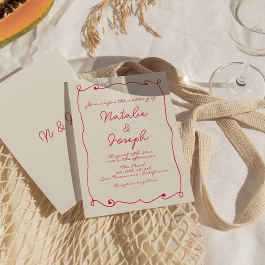 Hand-geschreven Kleurrijke Retro Leuk Unieke Bruil Kaart