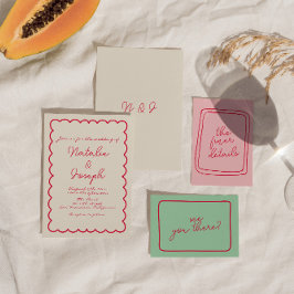 Hand-geschreven Kleurrijke Retro Leuk Unieke Bruil Kaart