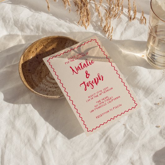 Hand-geschreven Kleurrijke Retro Leuk Unieke Bruil Kaart