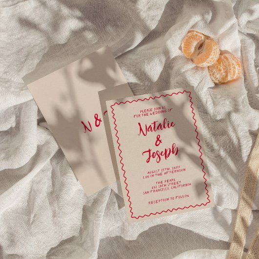 Hand-geschreven Kleurrijke Retro Leuk Unieke Bruil Kaart