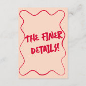 Hand-geschreven kleurrijke retro moderne bruiloft informatiekaartje (Achterkant)