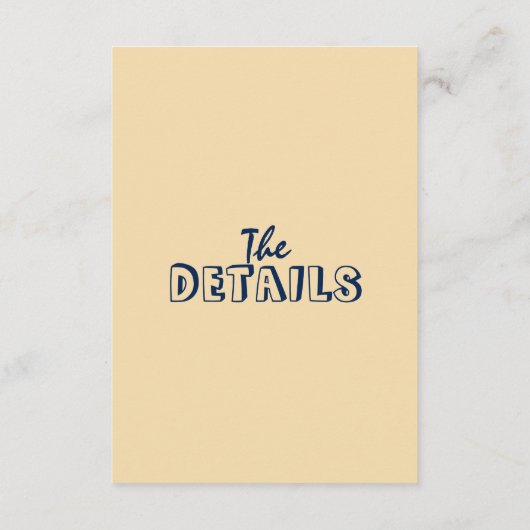 Hand-geschreven kleurrijke retro moderne bruiloft  informatiekaartje (Achterkant)