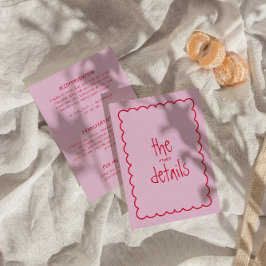 Hand geschreven kleurrijke retro moderne bruiloft informatiekaartje