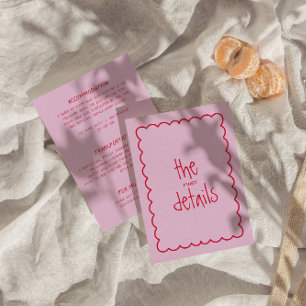 Hand geschreven kleurrijke retro moderne bruiloft  informatiekaartje