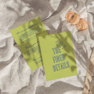 Hand geschreven kleurrijke retro moderne bruiloft  informatiekaartje