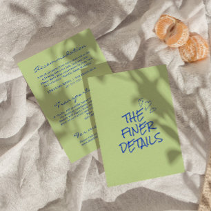 Hand geschreven kleurrijke retro moderne bruiloft  informatiekaartje