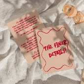 Hand-geschreven kleurrijke retro moderne bruiloft informatiekaartje