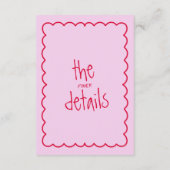 Hand geschreven kleurrijke retro moderne bruiloft  informatiekaartje (Achterkant)