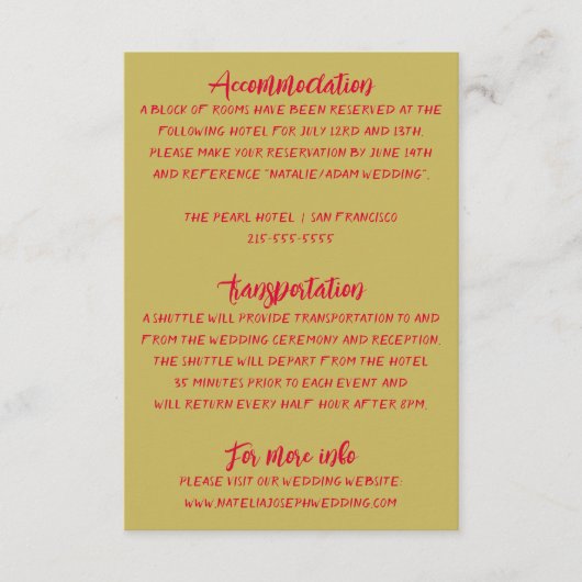 Hand-geschreven kleurrijke retro moderne bruiloft  informatiekaartje (Voorkant)