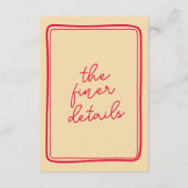 Hand-geschreven kleurrijke retro moderne bruiloft informatiekaartje (Achterkant)