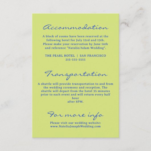 Hand geschreven kleurrijke retro moderne bruiloft informatiekaartje (Voorkant)