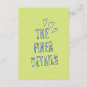 Hand geschreven kleurrijke retro moderne bruiloft informatiekaartje (Achterkant)