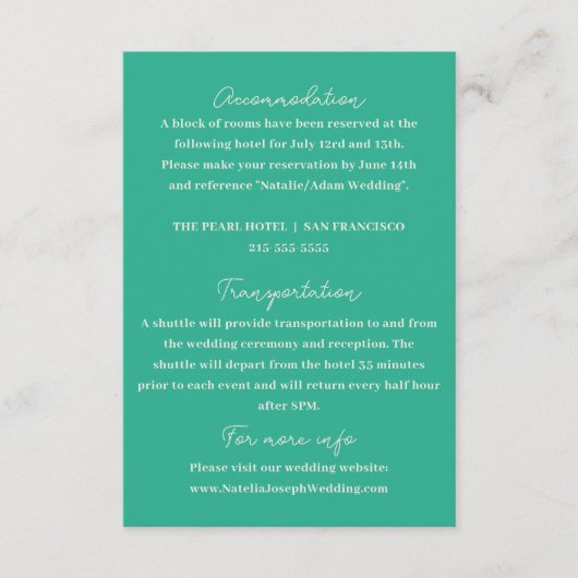 Hand-geschreven kleurrijke retro moderne bruiloft  informatiekaartje (Voorkant)