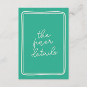 Hand-geschreven kleurrijke retro moderne bruiloft  informatiekaartje (Achterkant)