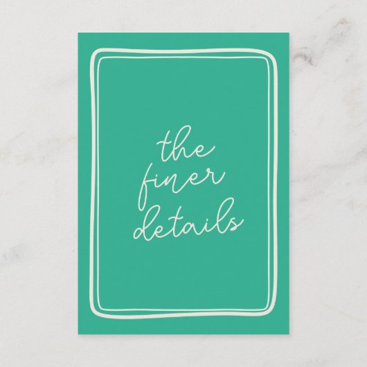 Hand-geschreven kleurrijke retro moderne bruiloft  informatiekaartje (Achterkant)