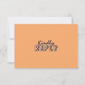 Hand geschreven kleurrijke retro moderne bruiloft  RSVP kaartje (Achterkant)