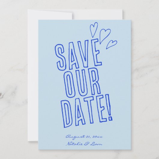 Hand geschreven kleurrijke retro unieke moderne br save the date (Voorkant)