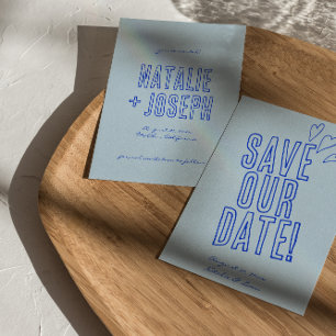 Hand geschreven kleurrijke retro unieke moderne br save the date