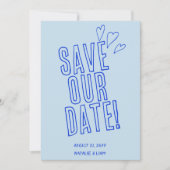 Hand geschreven kleurrijke retro unieke moderne br save the date (Voorkant)