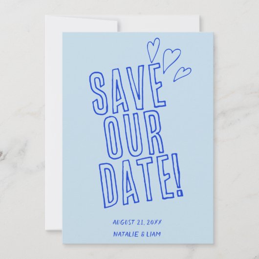 Hand geschreven kleurrijke retro unieke moderne br save the date (Voorkant)