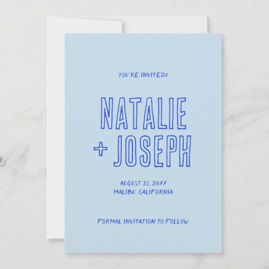 Hand geschreven kleurrijke retro unieke moderne br save the date (Achterkant)