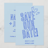 Hand geschreven kleurrijke retro unieke moderne br save the date (Voorkant / Achterkant)