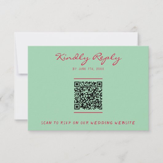 Hand-geschreven Kleurrijke Retro Unieke QR Code Br RSVP Kaartje (Voorkant)