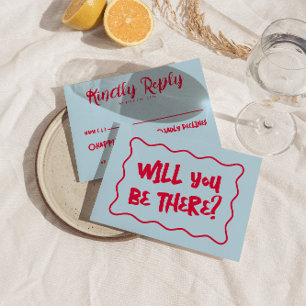 Hand-geschreven Kleurrijke Retro Vette Heldere Huw RSVP Kaartje