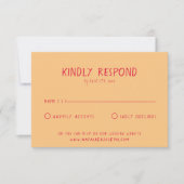 Hand geschreven Kleurrijke Retro Vette Unieke Brui RSVP Kaartje (Voorkant)