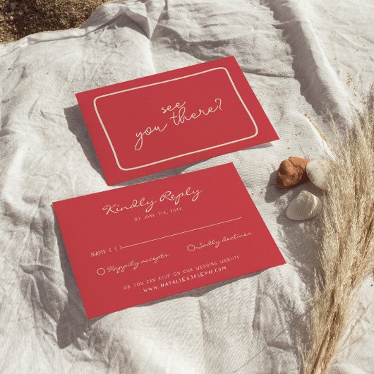 Hand-geschreven Kleurrijke Retro Vette Unieke Brui RSVP Kaartje