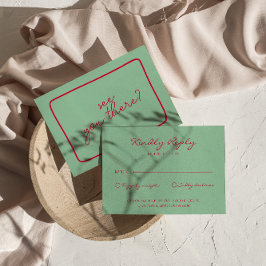 Hand-geschreven Kleurrijke Retro Vette Unieke Brui RSVP Kaartje