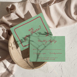 Hand-geschreven Kleurrijke Retro Vette Unieke Brui RSVP Kaartje