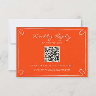 Hand geschreven krijtstrepen Whimsical QR Code Bru RSVP Kaartje