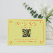 Hand geschreven krijtstrepen Whimsical QR Code Bru RSVP Kaartje (Staand voorkant)