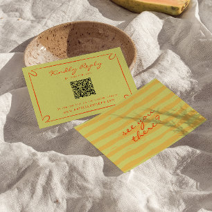 Hand geschreven krijtstrepen Whimsical QR Code Bru RSVP Kaartje