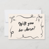 Hand Geschreven Moderne Bow QR Code Huwelijk RSVP Kaartje (Achterkant)