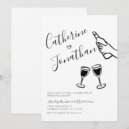  hand geschreven neutrale engagementspartij kaart (Voorkant / Achterkant)