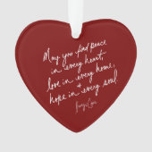 Hand geschreven Peace Hope Love Red Spiritueel Hea Ornament (voorkant)