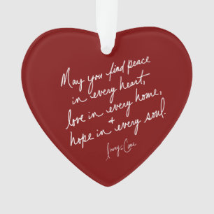 Hand geschreven Peace Hope Love Red Spiritueel Hea Ornament