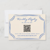Hand geschreven pinstripes geschilderd QR code bru RSVP Kaartje (Voorkant)