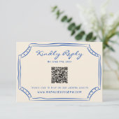 Hand geschreven pinstripes geschilderd QR code bru RSVP Kaartje (Staand voorkant)
